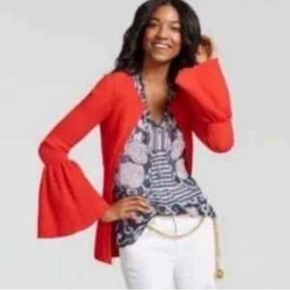 Brand new wo tags bright red CAbi cotton cardigan